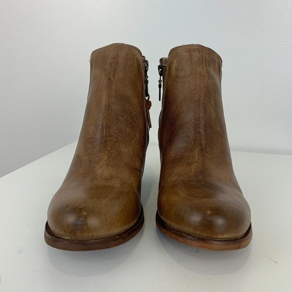 Roan NWOT Sz 6 Leather heel ankle boots womens tan - Picture 3 of 8
